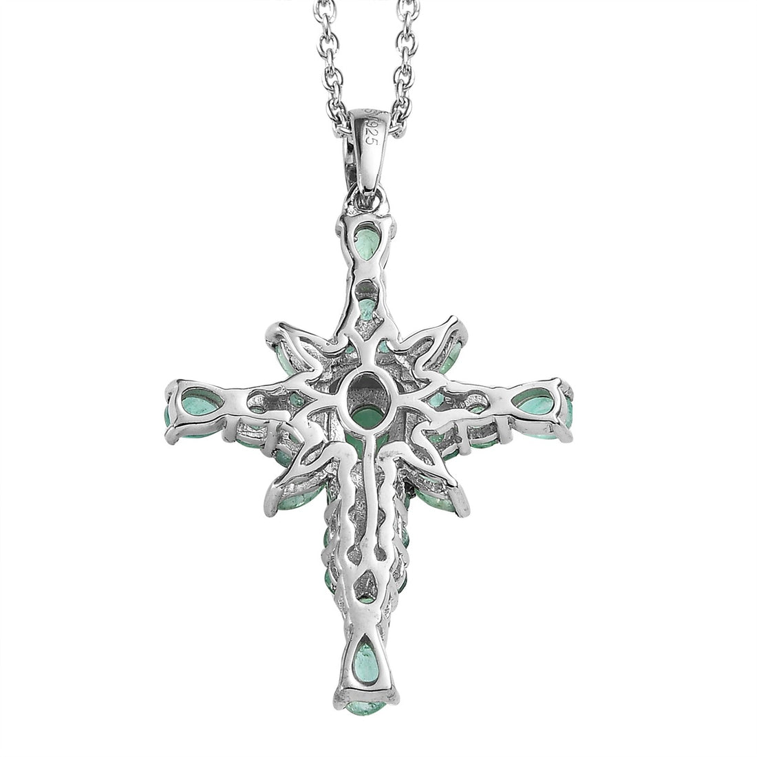 Sterling Silver Zambian Emerald Pendant With Chain 2.15ctw