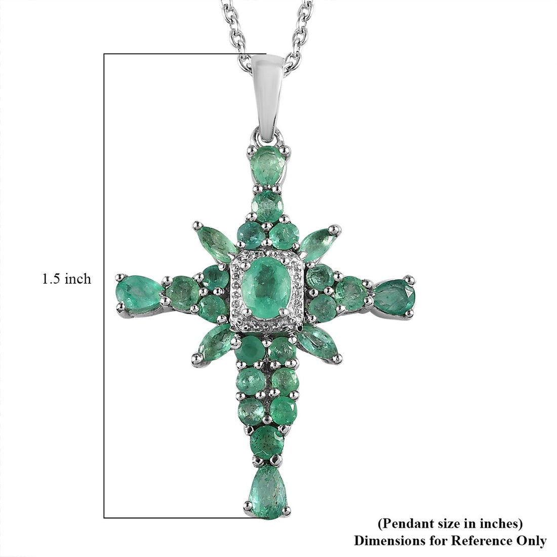 Sterling Silver Zambian Emerald Pendant With Chain 2.15ctw