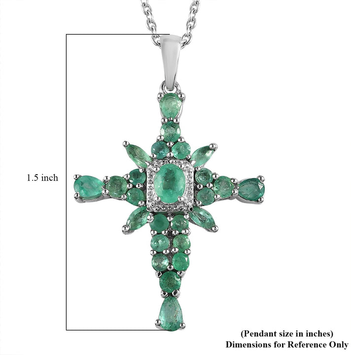 Sterling Silver Zambian Emerald Pendant With Chain 2.15ctw - Sterling Silver Zambian Emerald Pendant With Chain 2.15ctw